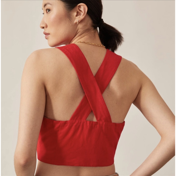 Anthropologie Red Crop Top - Picture 2 of 9